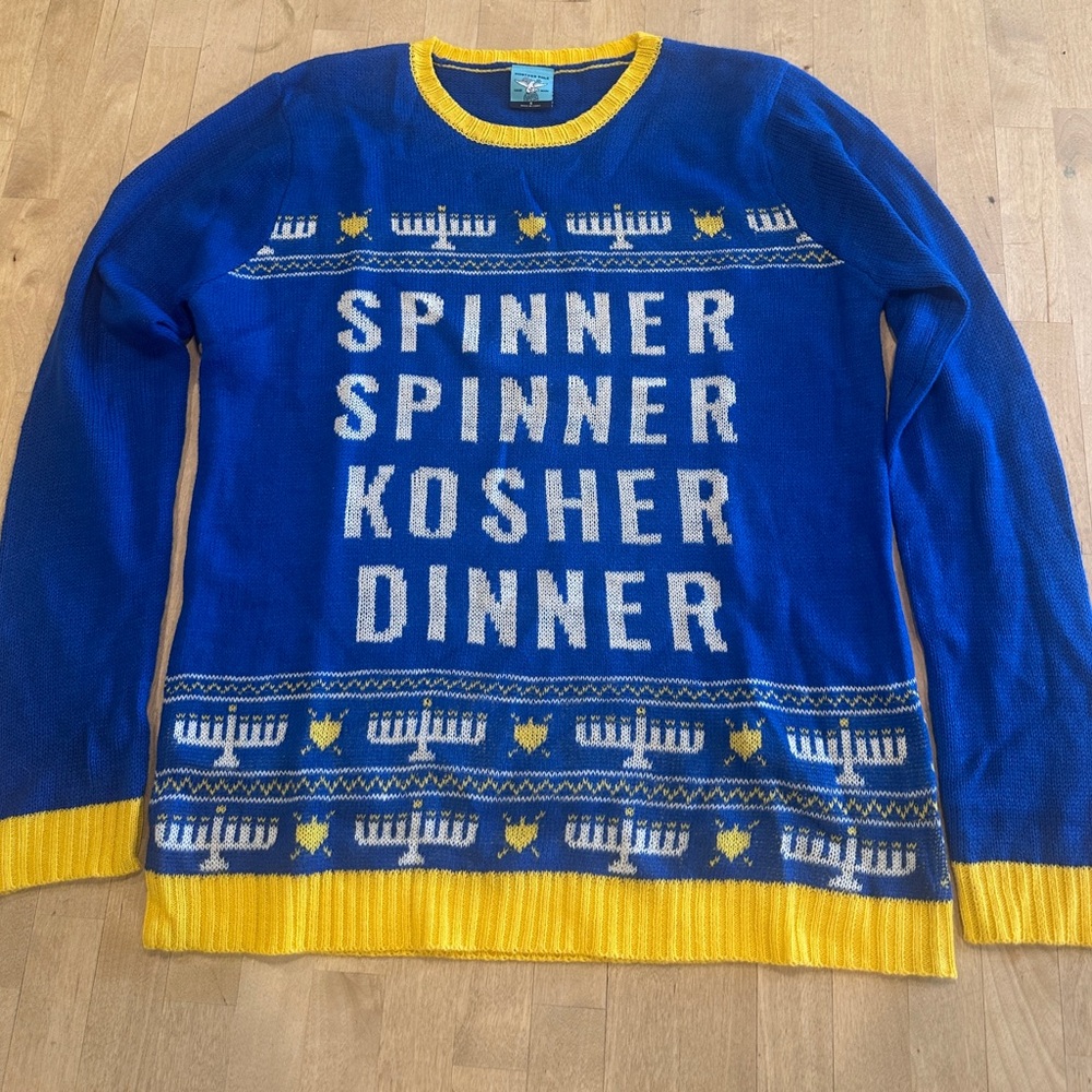 Festive Blue and Yellow Men’s Crewneck Sweater